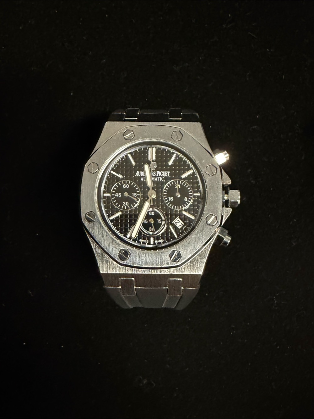 Silver and Black Chronograph Watch